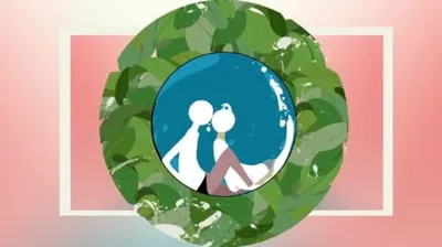 In the sea and near a girl.